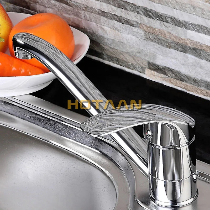 Kitchen Sink Faucet | Mixer Cold and Hot Tap | Single Hole Water Tap Rotate 360 Degrees Chrome Plated | Home Improvements - Crazy Dream Deals