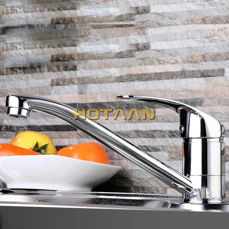 Kitchen Sink Faucet | Mixer Cold and Hot Tap | Single Hole Water Tap Rotate 360 Degrees Chrome Plated | Home Improvements - Crazy Dream Deals