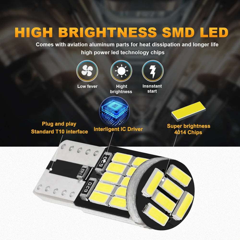 T10 W5W 194 501 Led Canbus No Error Car Interior Light T10 26 SMD 4014 Chip Pure White Instrument Lights Bulb Lamp