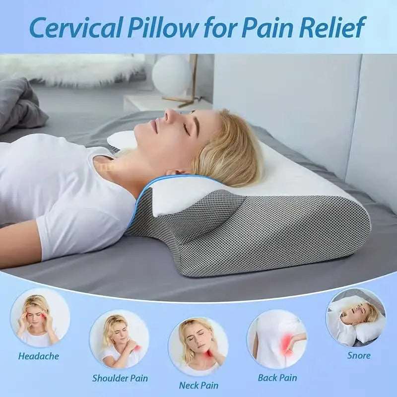 Memory Neck Pillow Slow for Comfortable Night Sleep | Cervical Orthopedic Neck Massage | Sleeping Solutions