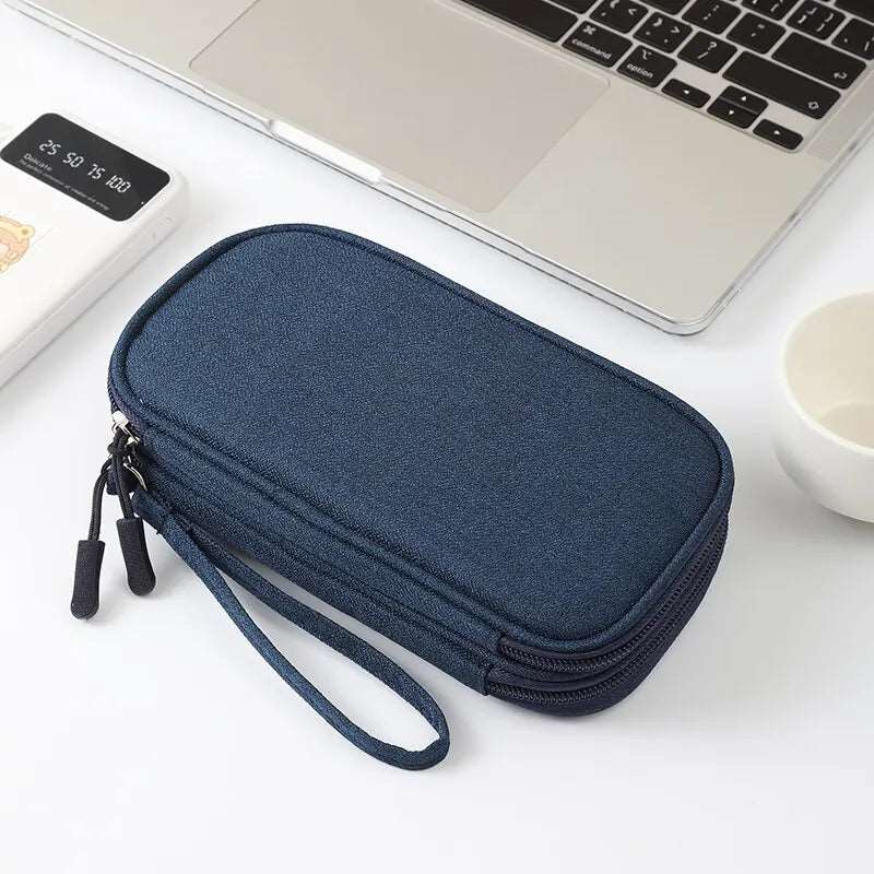 Travel Portable Digital Product Storage Bag USB Data Cable Organizer Headset Charging Treasure Box Bag | 1pc Pink/Grey/Black/Navy